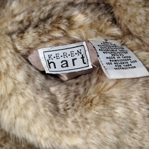 Keren Hart Faux Fur Leather Reversible Vest with Pockets Animal Print Size Small - Picture 12 of 16